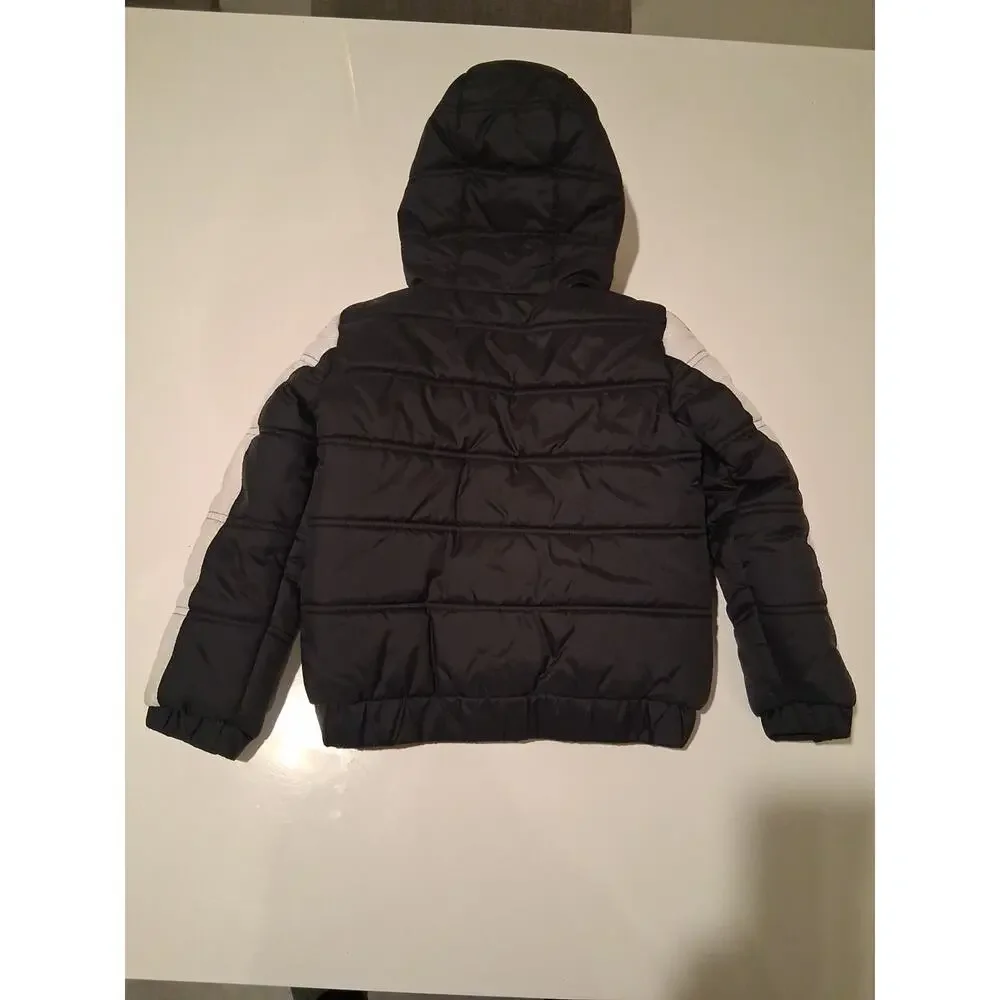 NIKE AIR JORDAN Boys Puffer Jacket XS 4 Black Red White Zip Coat Fleece Lined
